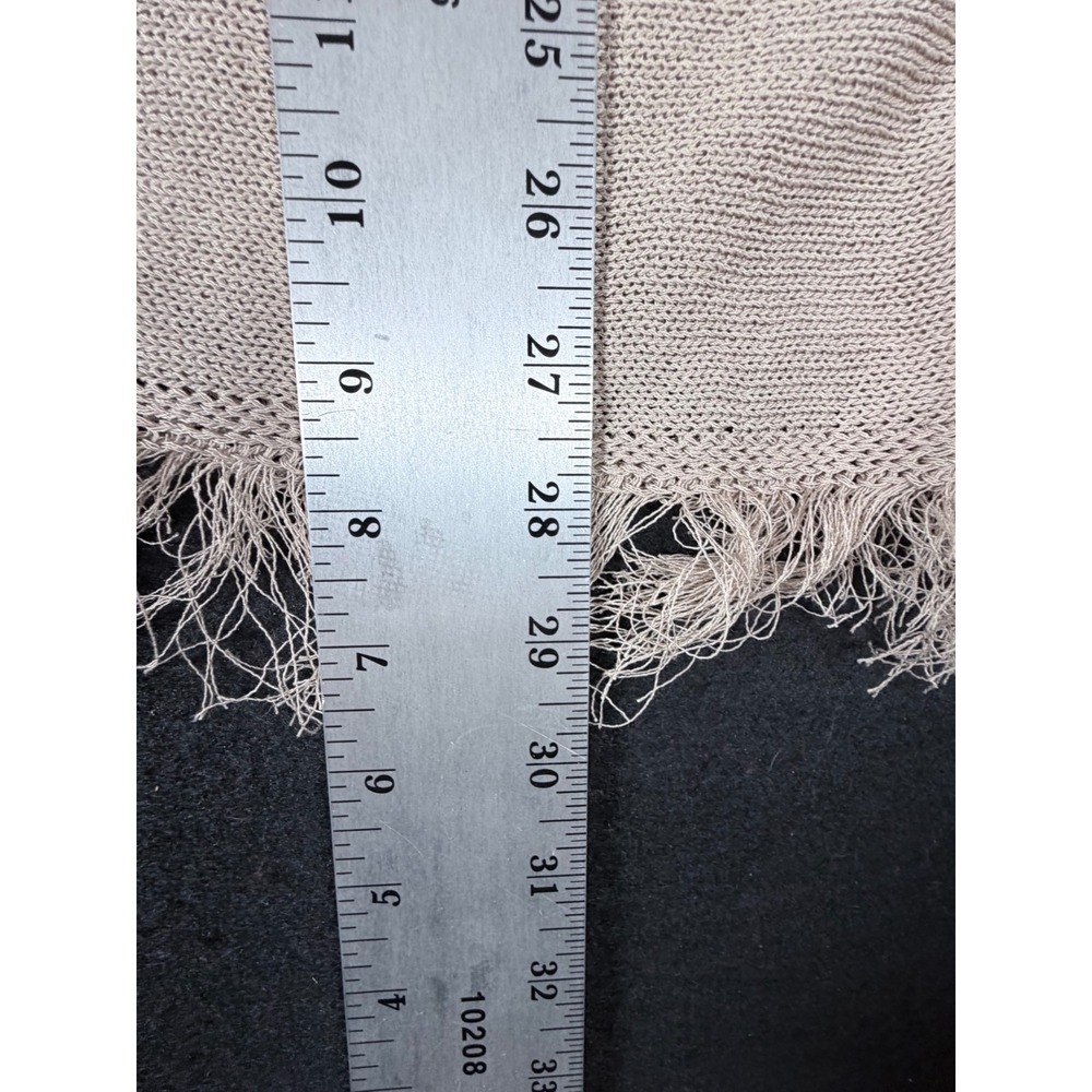 Ee:some Women Tan Knit Fringe Poncho V-Neck Chevron Trim Top SJG6260 SM - Picture 7 of 7